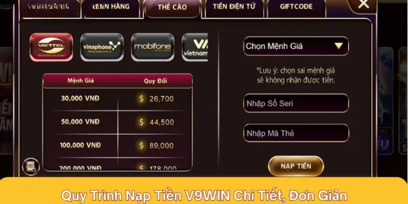 Nạp tiền V9WIN siêu tốc, an toàn cho mọi người chơi 2 Nạp tiền qua Ngân hàng là hình thức quen thuộc, phổ biến